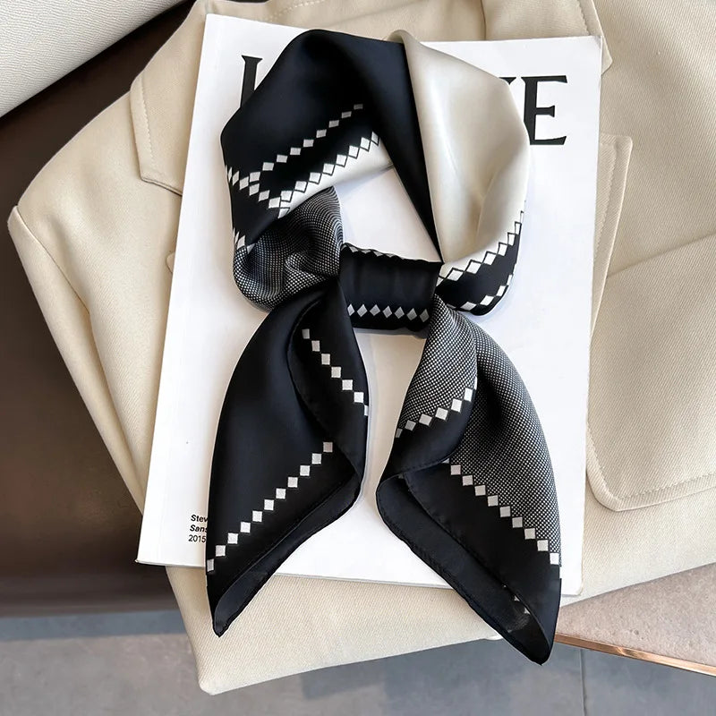 Printed Square Scarf 27.5 × 27.5 in Polyester Silk-Feel Headband Neck Wrap Hair Accessory for Women Spring Summer Fall Winter Versatile | Lonoma
