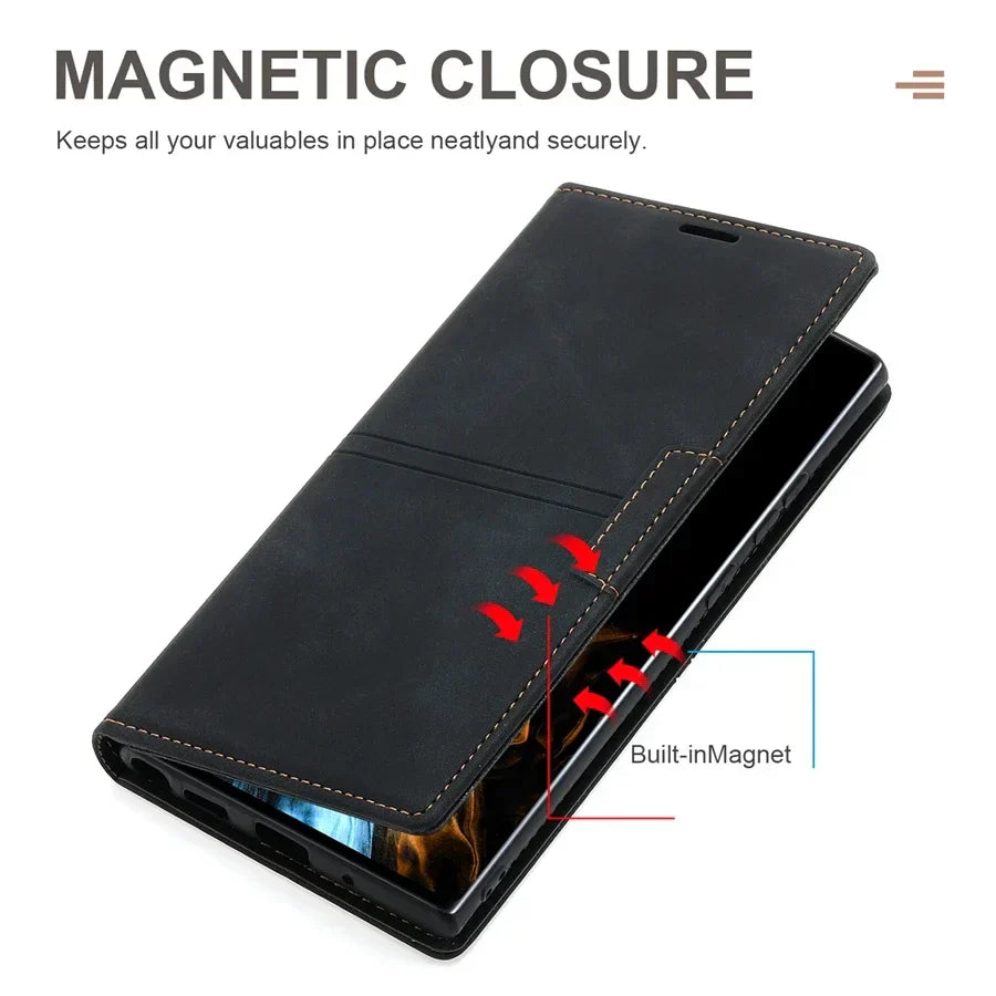 Google Pixel Leather Wallet Phone Case — Magnetic Flip Case with Card Holder & Stand Function | Koossa