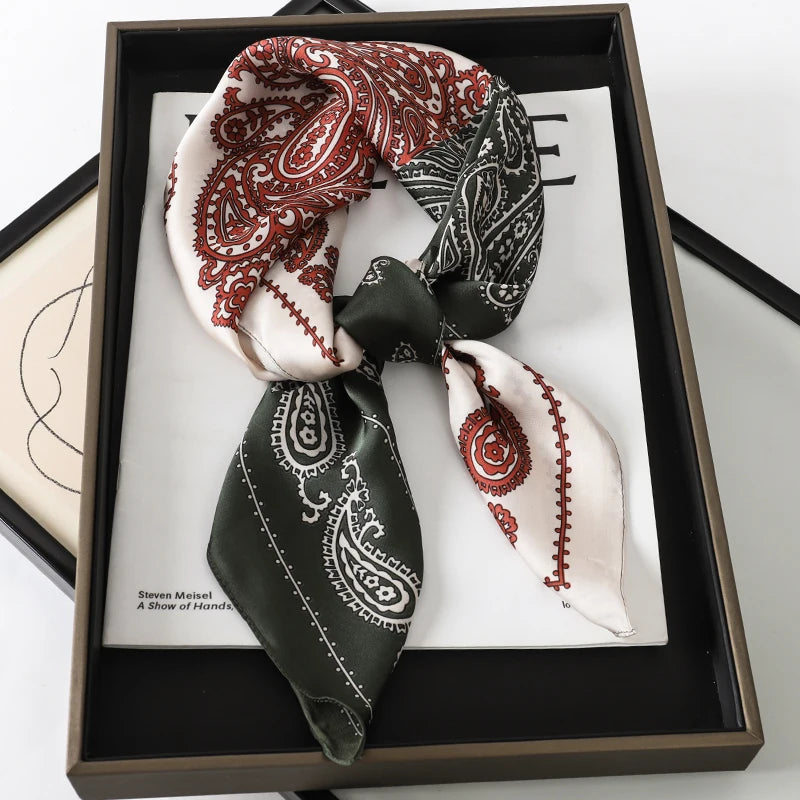 Printed Square Scarf 27.5 × 27.5 in Polyester Silk-Feel Headband Neck Wrap Hair Accessory for Women Spring Summer Fall Winter Versatile | Lonoma