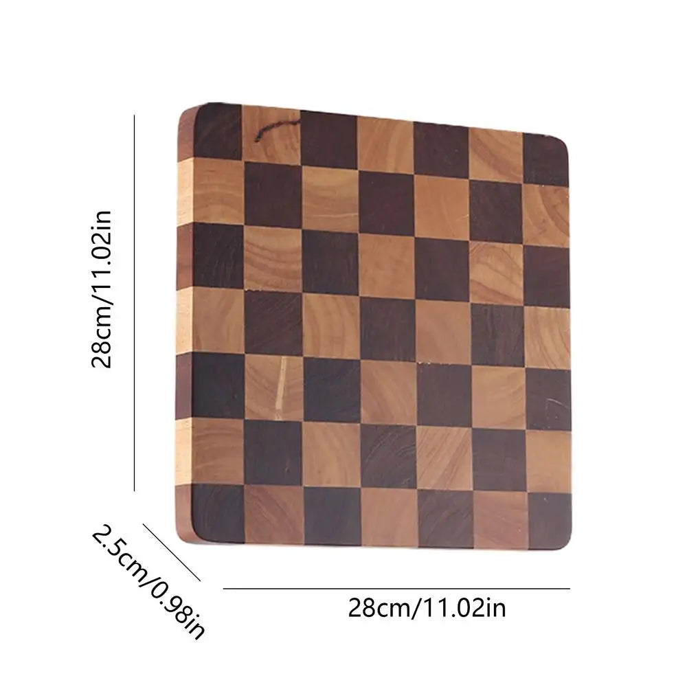 Solid Wood Cutting Board with Checkerboard Pattern for Kitchen Prep and Serving | Thick Beech Chopping Block for Vegetables Meat Fruit | Lonoma