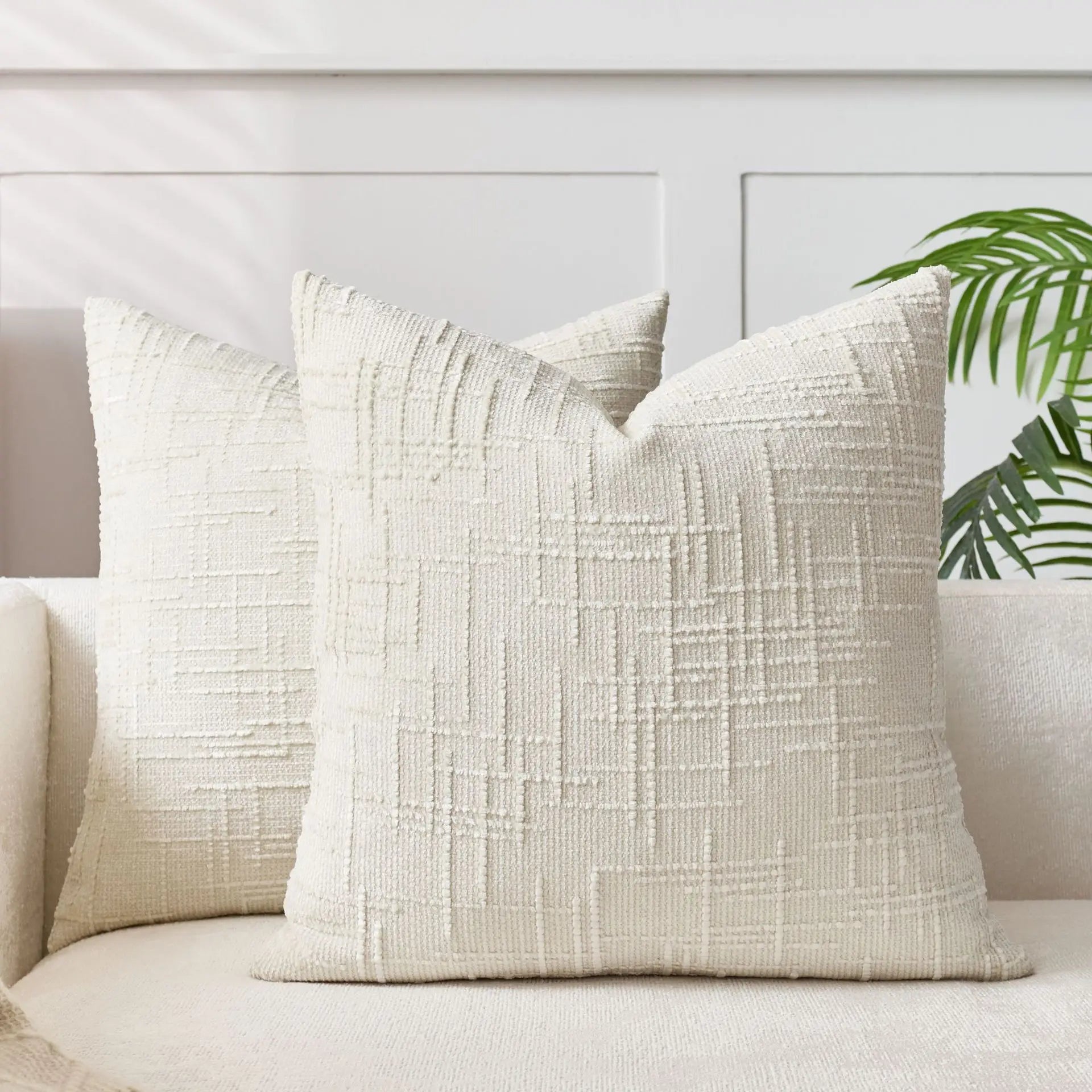 Housse de Coussin Chenille Effet Bambou Uni 45 cm pour Canapé et Chambre à Coucher Décoration Intérieure | Koossa