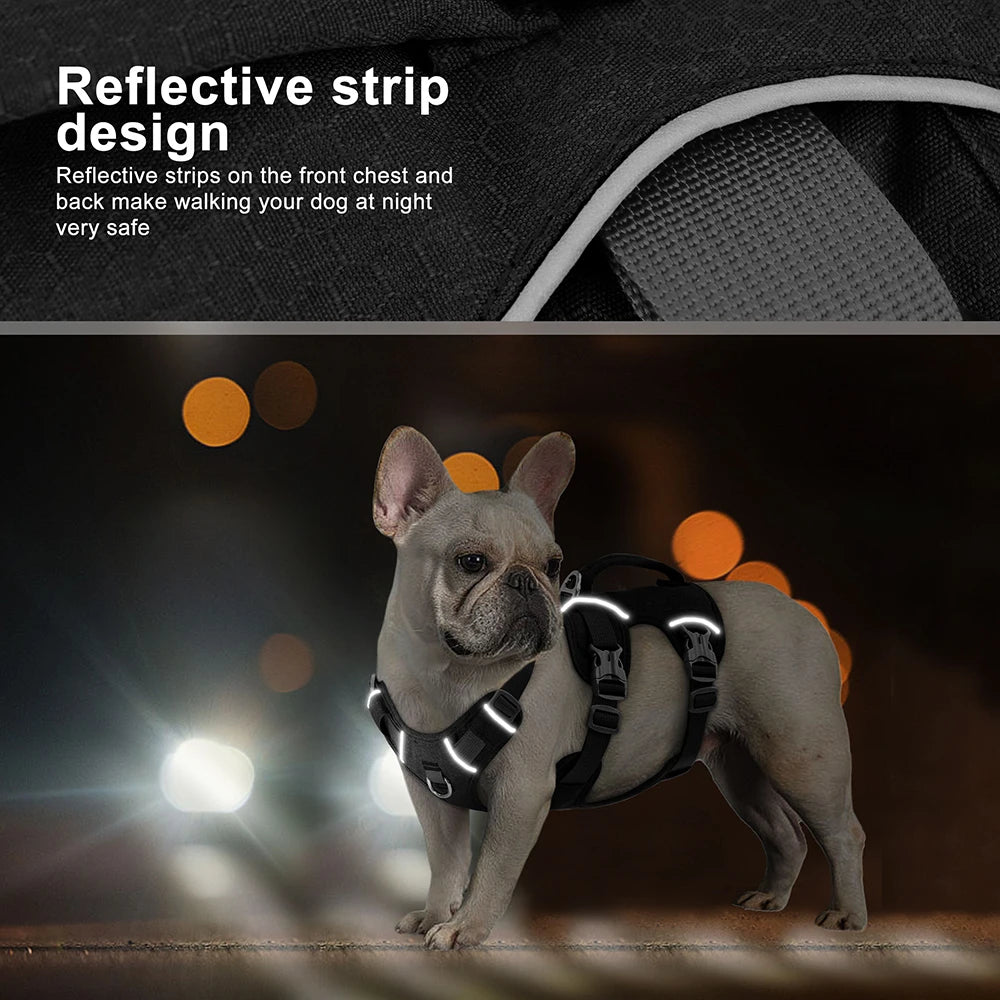 Dog Harness No-Pull Padded Reflective Adjustable XS-M Nylon Escape-Proof Handle Vest Small Medium Large Training Walking Control | Koossa