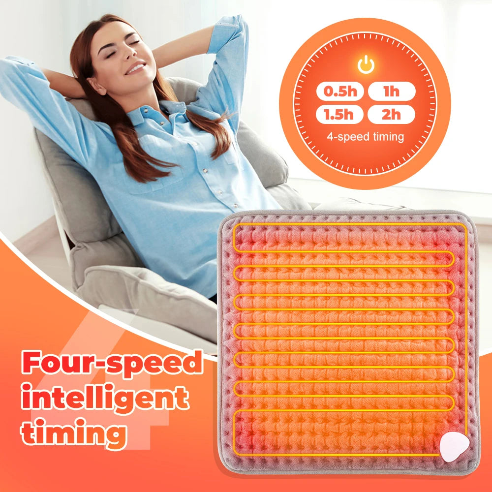 Electric Heating Pad 70W Gray 15.75 × 15.75 in 9-Speed Adjustable Warmth Timer Washable Portable for Hands Feet Home Office Couch Winter | Lonoma