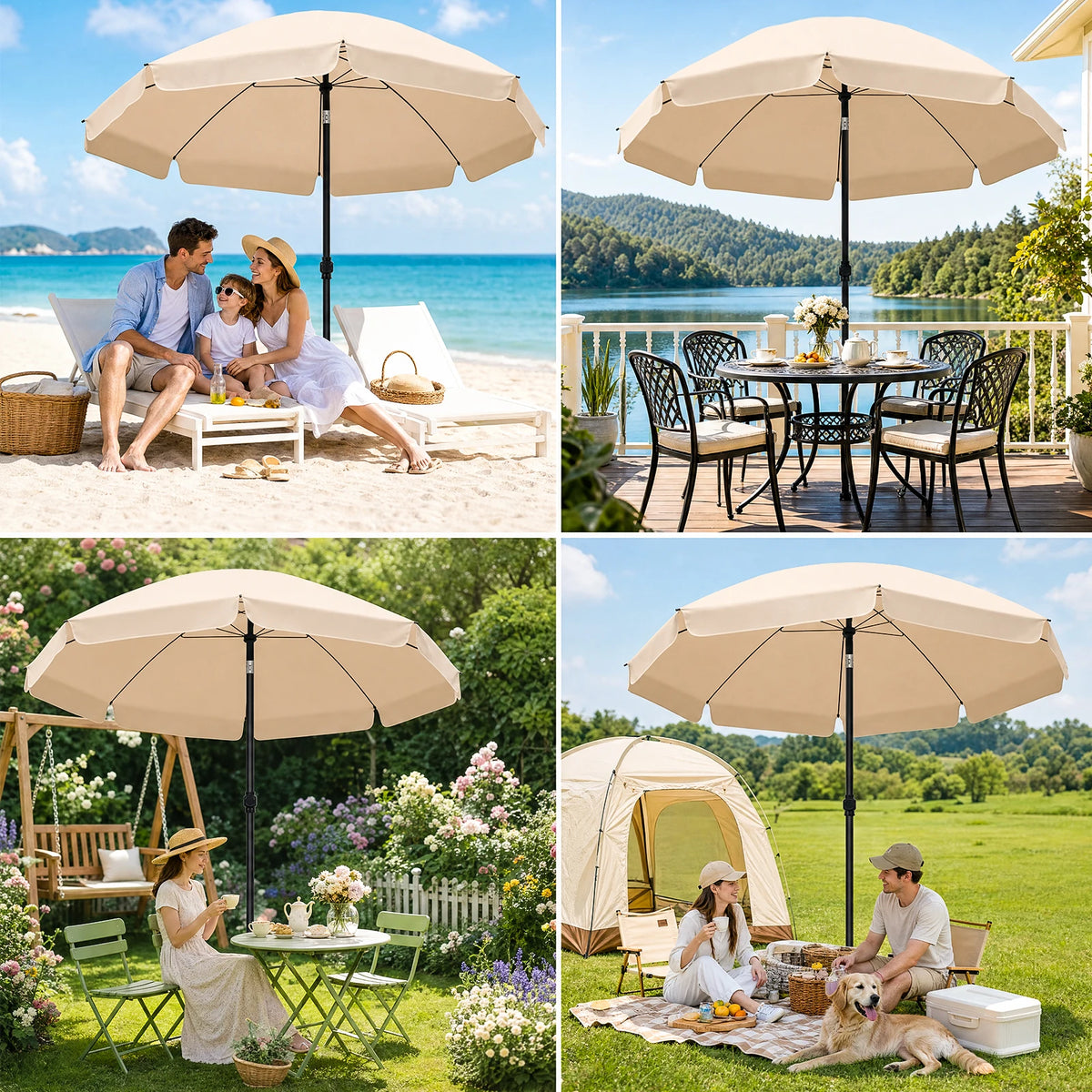 6.5 ft Outdoor Patio Umbrella with Tilt and Carry Bag – UV Protection Sun Shade for Beach, Garden, Deck | Lonoma