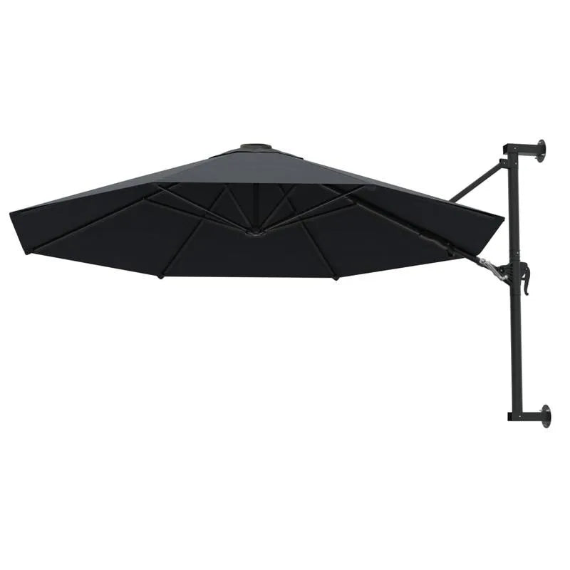 Wall-Mount Patio Umbrella 10 ft Charcoal Gray Half Canopy Metal Pole Crank Lift for Deck Balcony Outdoor Shade Space-Saving | Lonoma