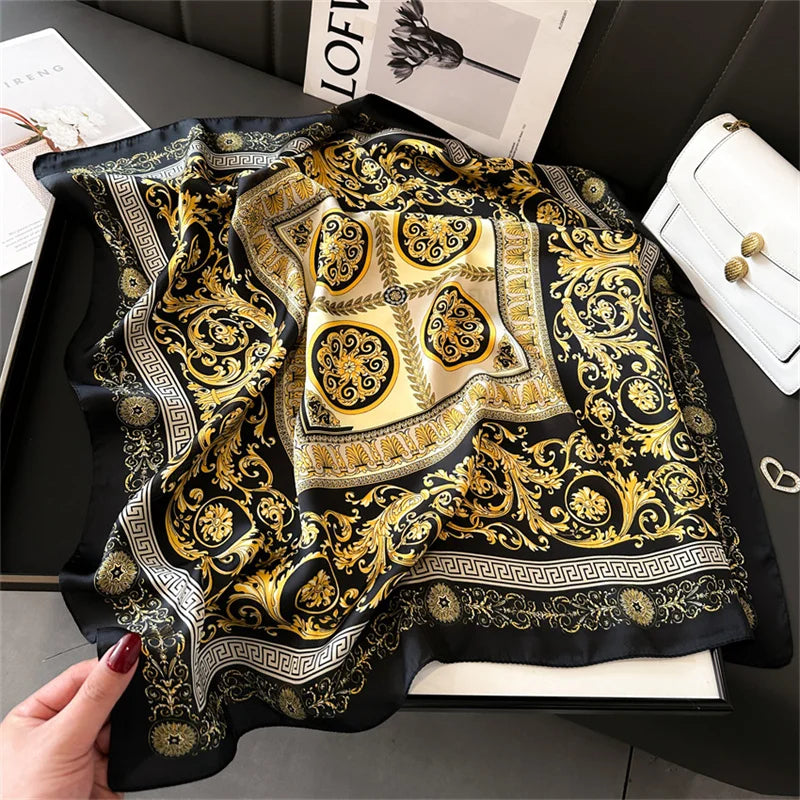 Printed Square Scarf 27.5 × 27.5 in Polyester Silk-Feel Headband Neck Wrap Hair Accessory for Women Spring Summer Fall Winter Versatile | Lonoma