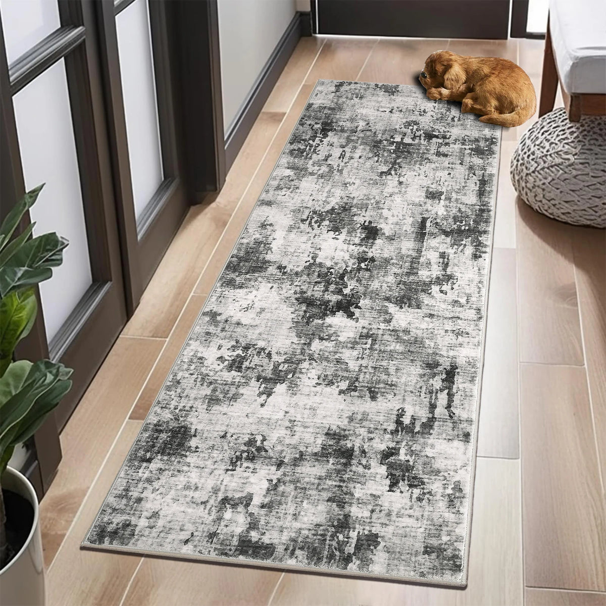 Machine Washable Hallway Runner Rug 24 × 90 Inches Non-Slip Low Profile Floral Vintage Entryway Living Room Kitchen Long Runner | Lonoma