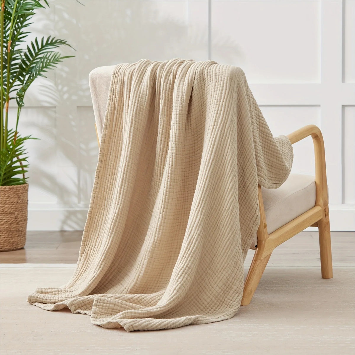 Six-Layer Cotton Gauze Throw Blanket Breathable Lightweight Summer Coverlet for Couch Bed Sofa | Lonoma