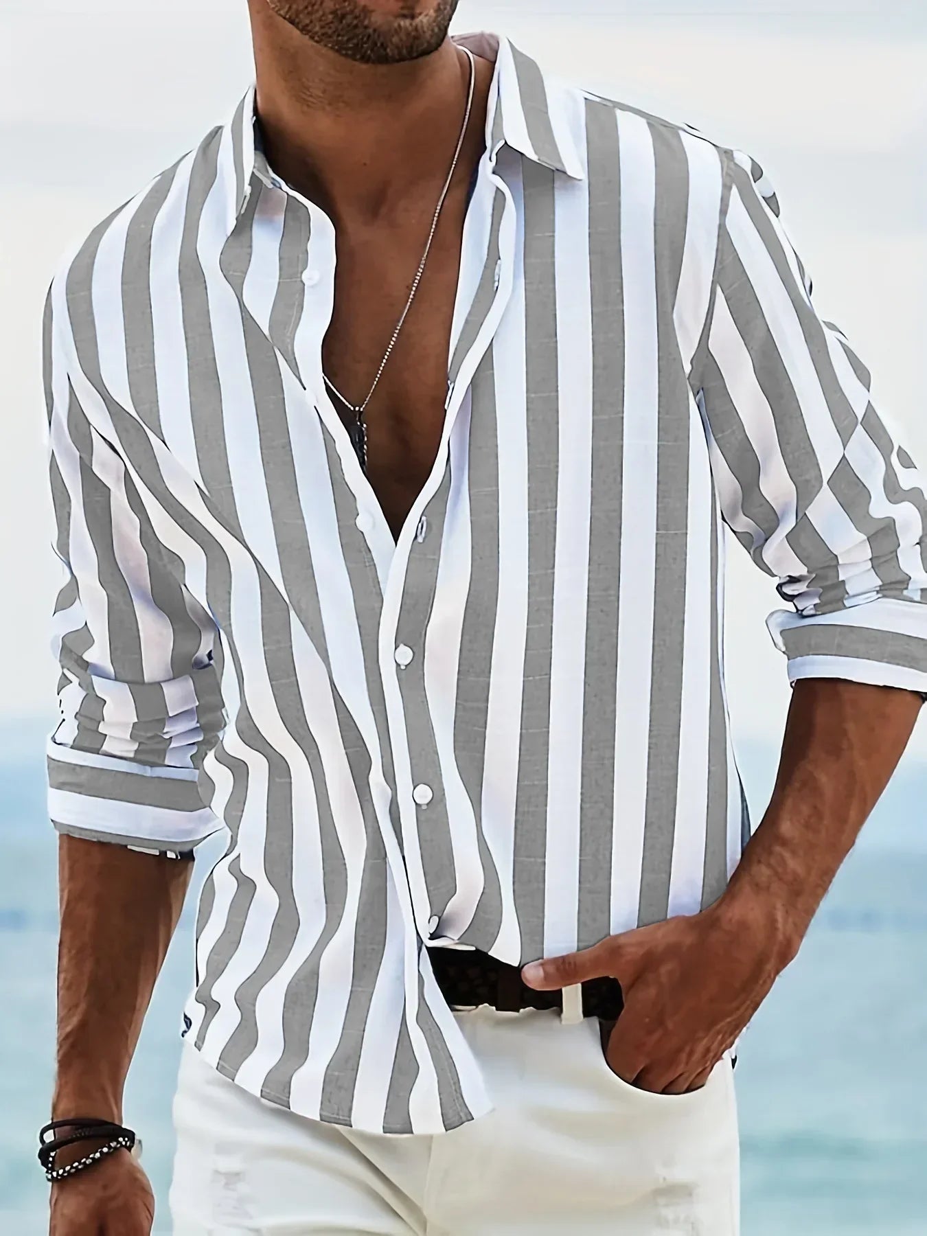 Men's Classic Striped Shirt — Long-Sleeve Summer Shirt for Smart-Casual Wear & Weekend Style | Koossa