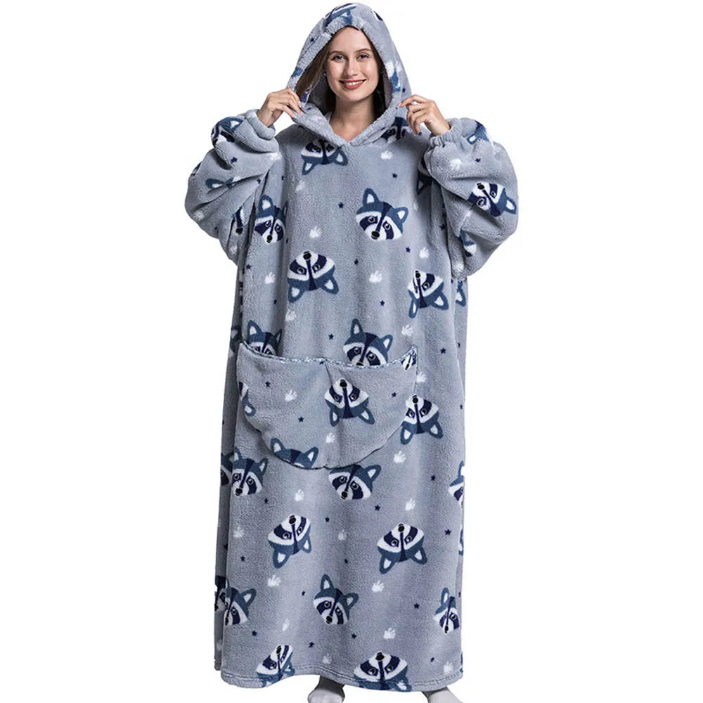 Oversized Wearable Blanket Hoodie with Sleeves Sherpa Fleece Throw for Adults Cozy Soft Plush Winter Loungewear Women Men | Lonoma