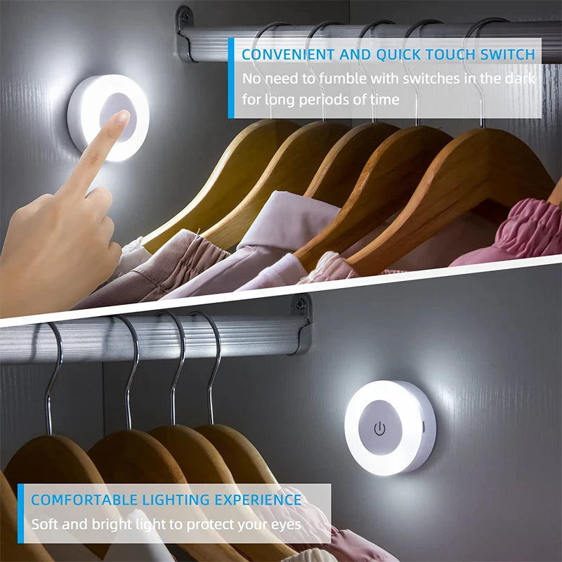 Touch-Activated LED Night Light USB Rechargeable Magnetic Compact Puck Light for Bedroom Hallway Closet Warm Ambient Lighting | Lonoma
