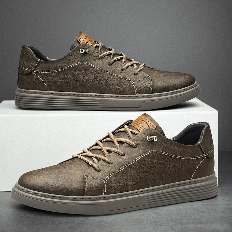 Men's Classic Leather Lace-Up Trainers in Black, White & Brown – Everyday Comfort & Timeless Style for Work, Travel & Leisure | Koossa