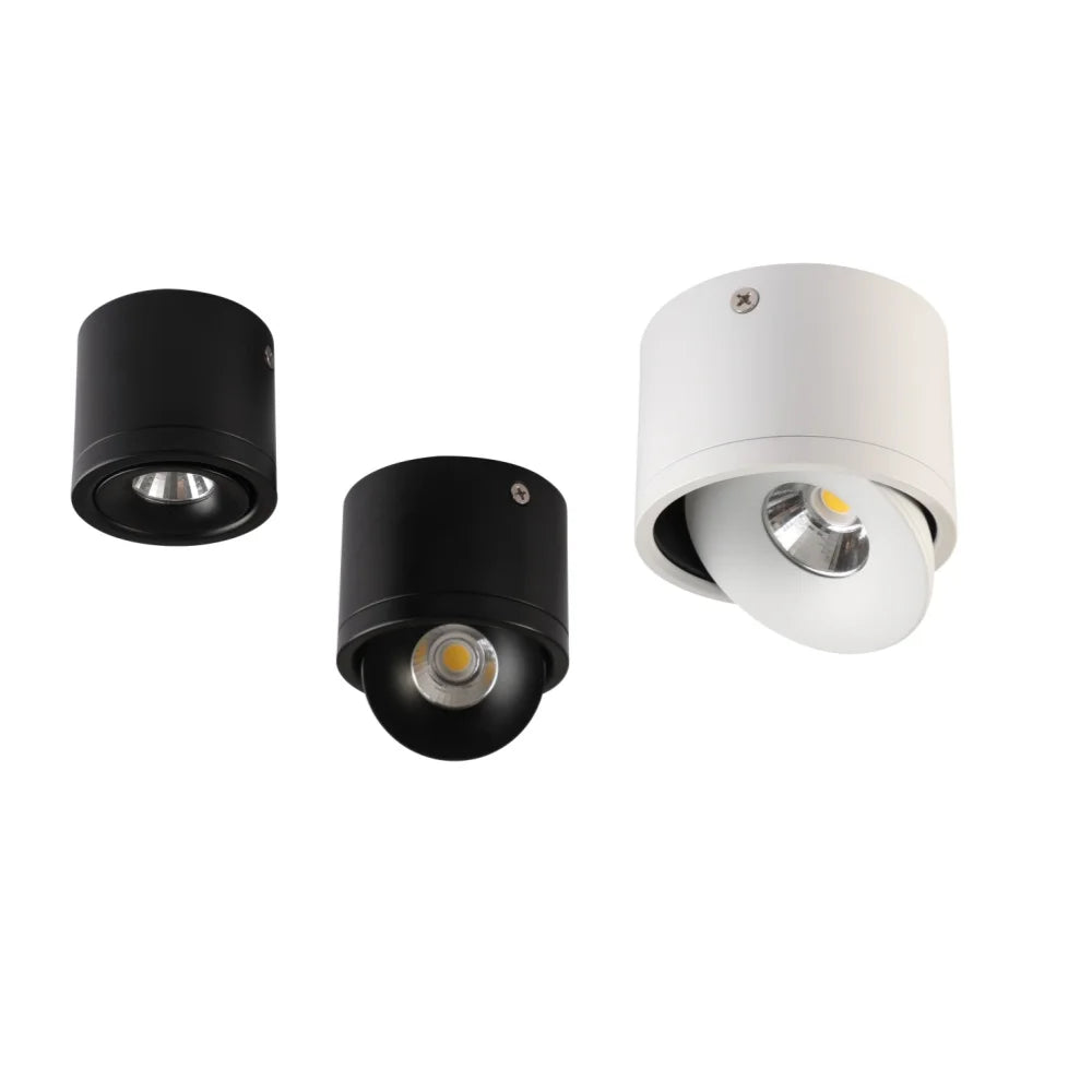 Spot LED Orientable en Saillie Aluminium Blanc Noir Dimmable Angles Réglables pour Salon Bureau Cuisine | Koossa