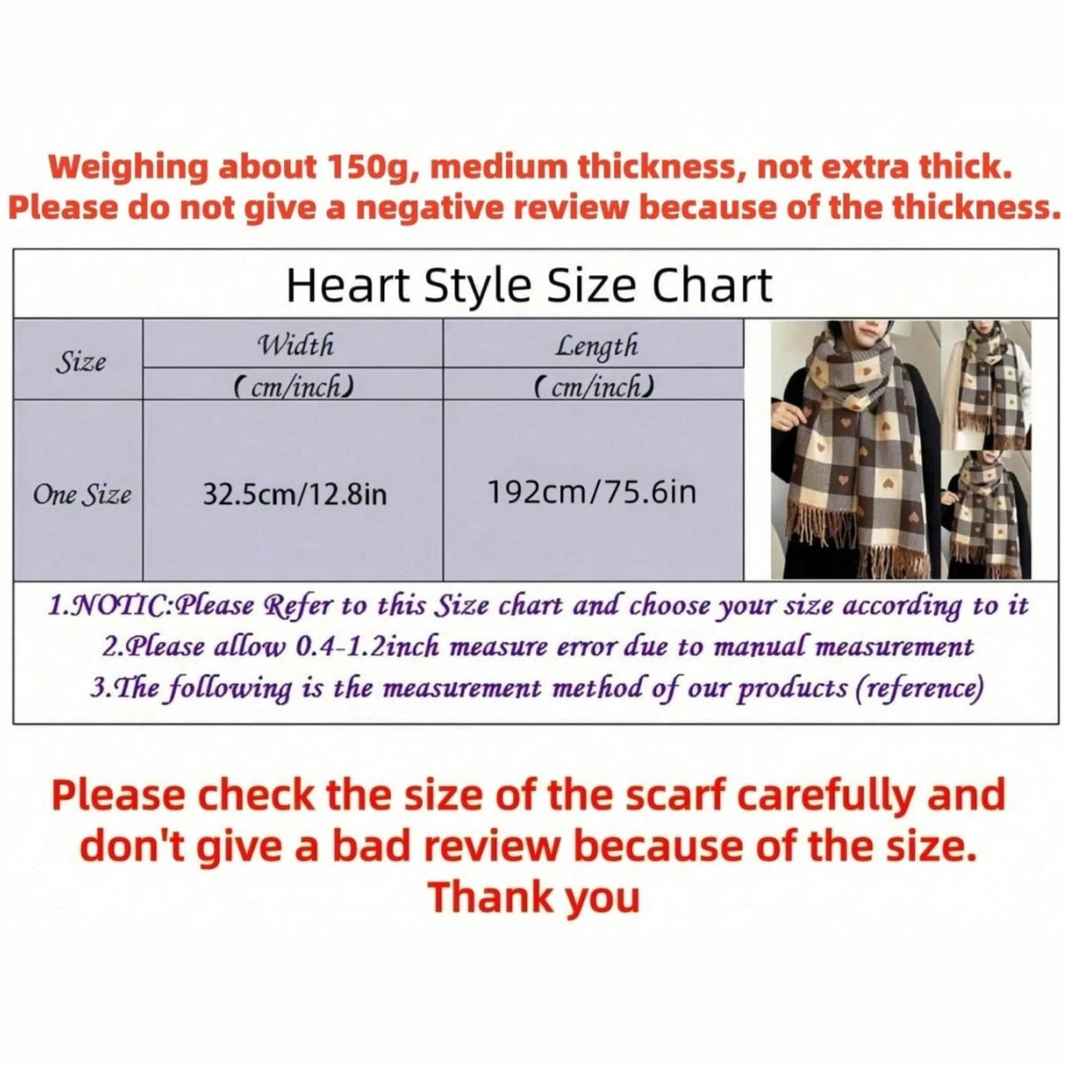 Oversized Plaid Blanket Scarf for Women – Thick Knit Winter Wrap Shawl with Heart Design for Cold Weather | Lonoma