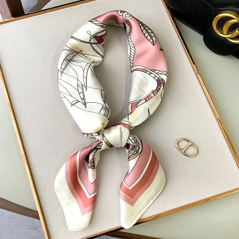Square Satin Scarf 27.5 Inch Equestrian Print Headwrap Neck Tie Hairband for Women Four Season Versatile Accessory | Lonoma