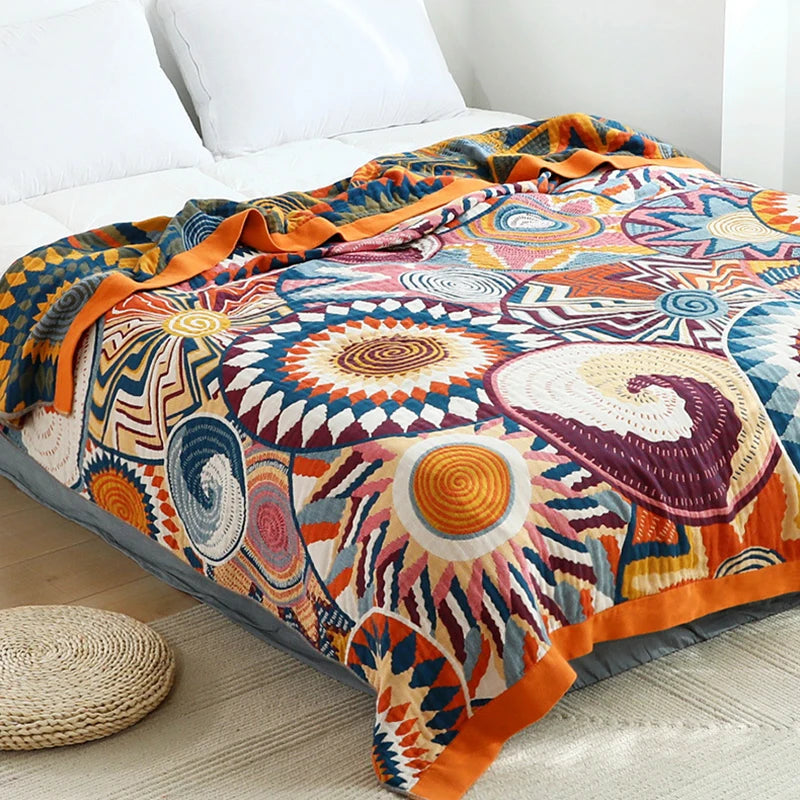 Muslin blanket - Cotton Blanket Spring Autumn Blankets Gauze Chic Bedspread Multifunction Travel Warm Throw Blanket Muslin Sofa Cover Manta