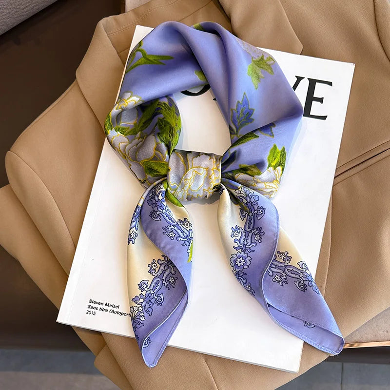 Printed Square Scarf 27.5 × 27.5 in Polyester Silk-Feel Headband Neck Wrap Hair Accessory for Women Spring Summer Fall Winter Versatile | Lonoma
