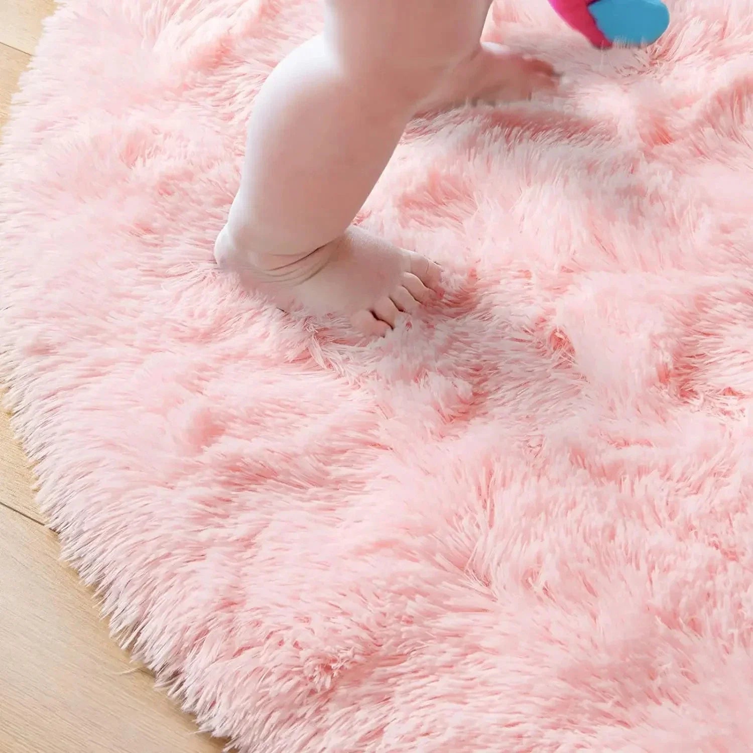 Tapis rond shaggy doux 160 cm pour chambre d'enfant antidérapant mousse à mémoire de forme confort optimal | Koossa