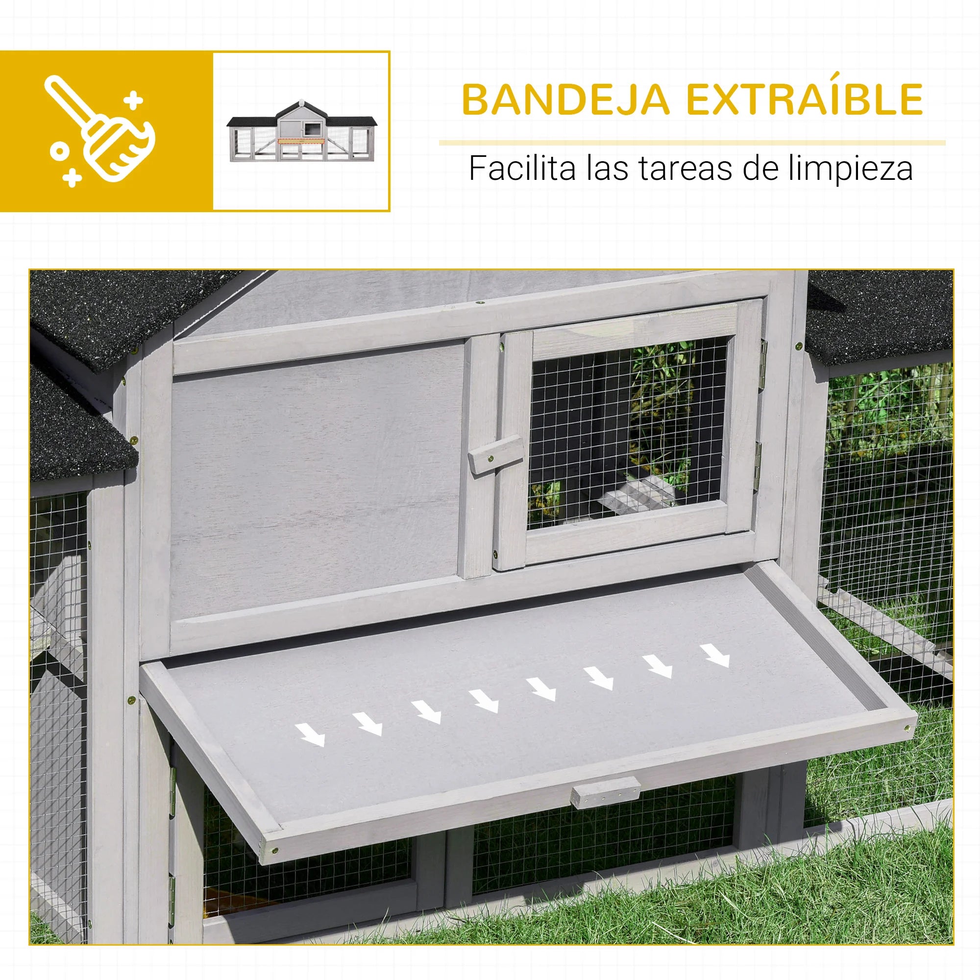 Rabbit Hutch Outdoor Large 2-4 Rabbits Wooden Guinea Pig Cage House Run 210cm Weatherproof Asphalt Roof Pull-Out Tray | Koossa