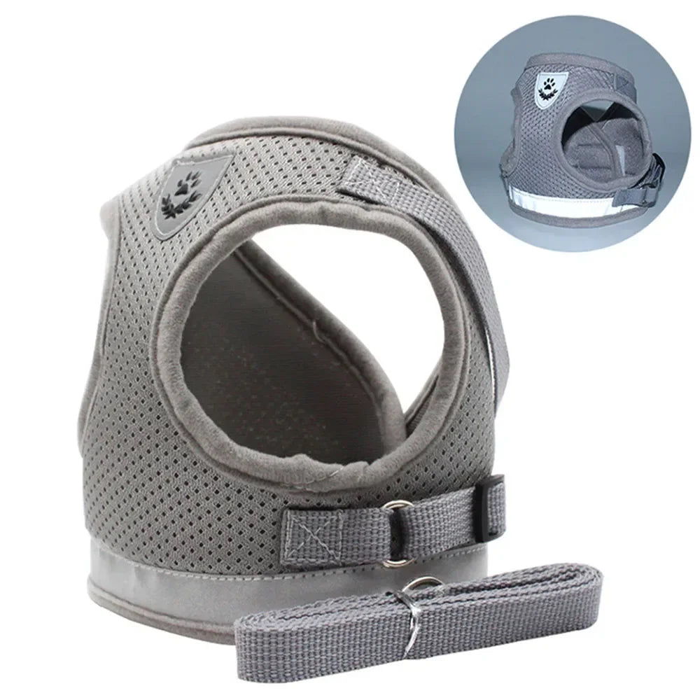Cat Harness Reflective Mesh Adjustable Escape-Proof Vest Lead Set Small Pet Puppy Walking | Koossa