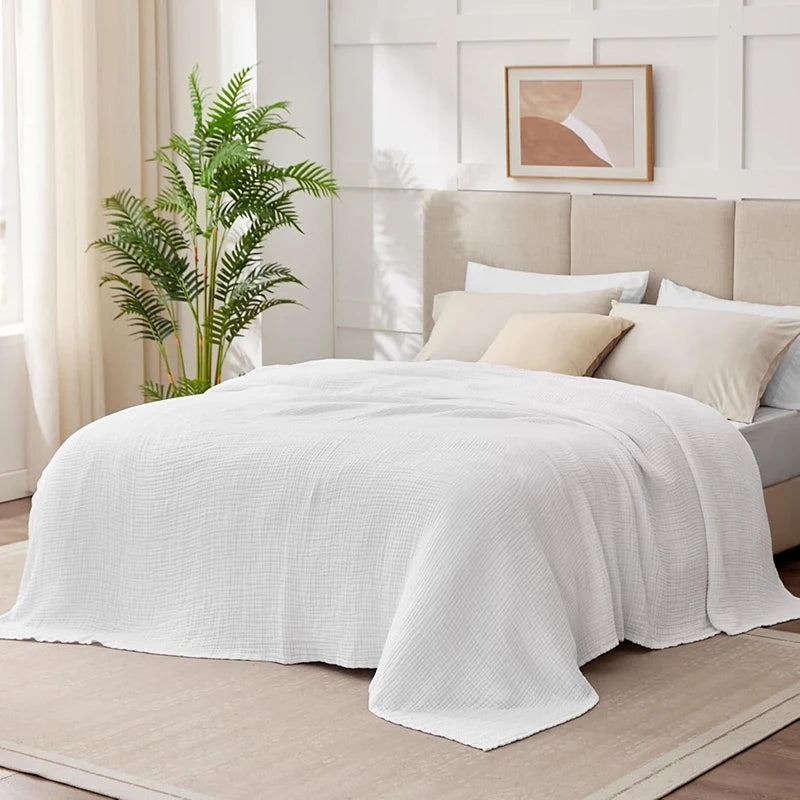 Six-Layer Cotton Gauze Throw Blanket Lightweight Breathable All-Season Coverlet for Couch Living Room Bedroom Adults | Lonoma