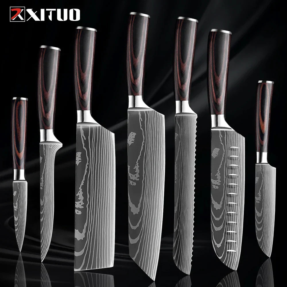 Pakkawood Handle Cutlery Set - Professional Chef's Blade Collection with Razor-Sharp Stainless Steel Edge for Home Cooking, Meal Prep, and | Lonoma