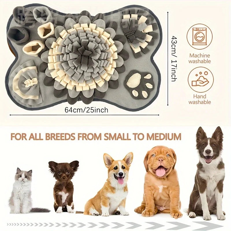Dog Snuffle Mat Slow Feeder Puzzle Toy Interactive Feeding Washable Foraging Training 64cm | Koossa