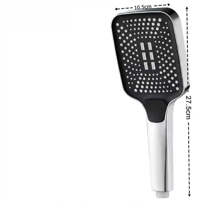 Handheld Shower Head with 3 Spray Modes & High Water Pressure – ABS Square Rainfall Showerhead with Gold Finish for Bathroom | Lonoma