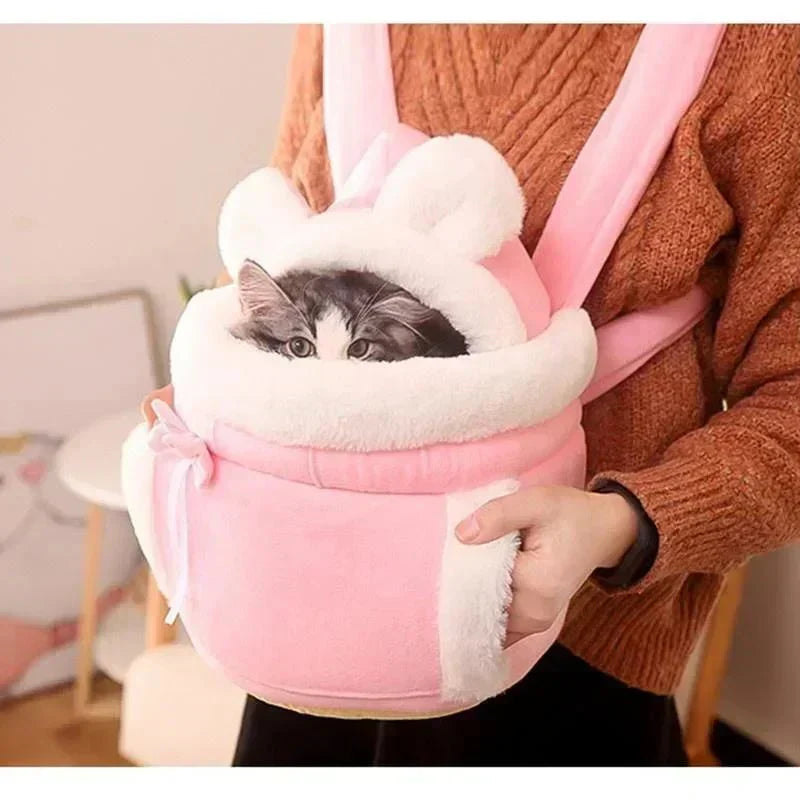 Cat Carrier Backpack Quilted Velvet Foldable Small Medium Large Padded Travel Bag Hands-Free Ventilated Secure Pet Transport | Koossa