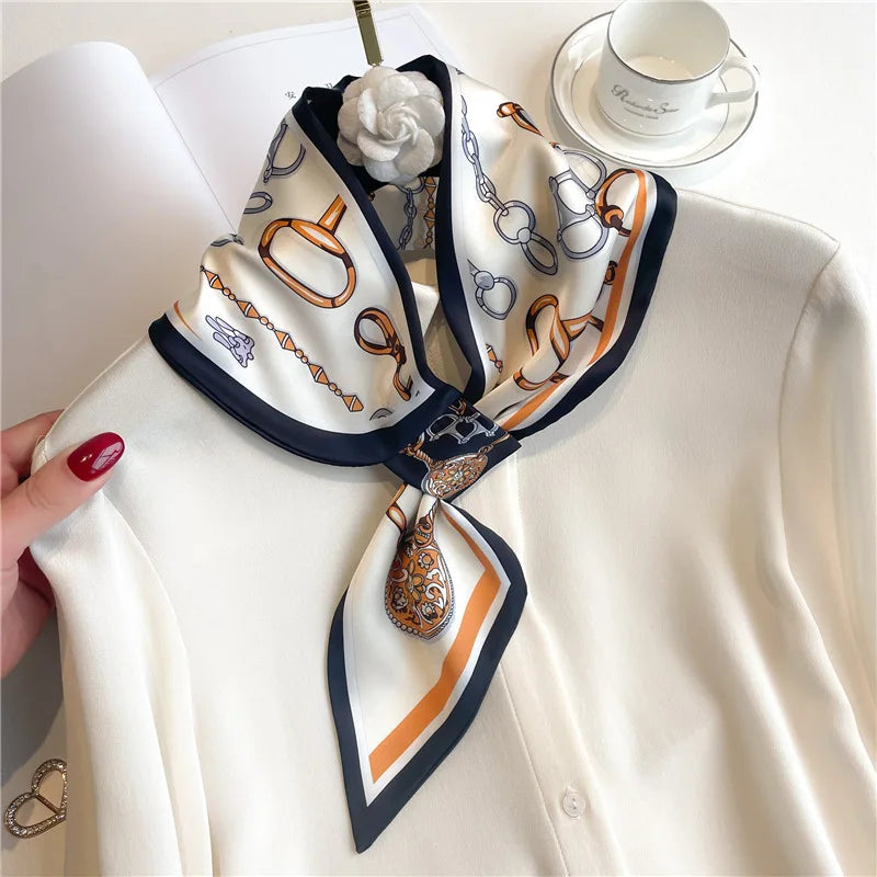 Silk-Feel Horse Print Skinny Scarf for Women Neck Wrap Hair Tie Wrist Accessory Satin Ribbon Bandana Fashion Neckerchief Lightweight | Lonoma