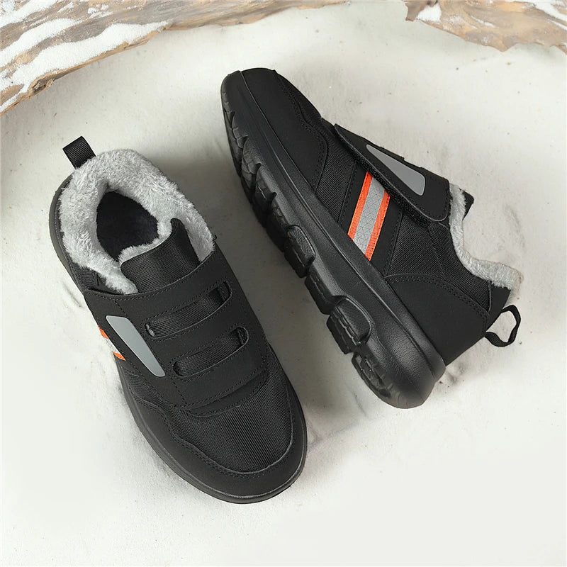 Adjustable Winter Slip-On Sneakers for Women Wide Fit Orthopedic Walking Shoes with Hook and Loop Closure Gray Black Purple | Lonoma