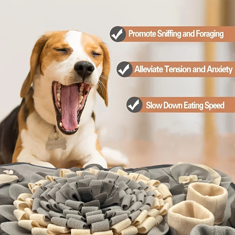 Dog Snuffle Mat Slow Feeder Puzzle Toy Interactive Feeding Washable Foraging Training 64cm | Koossa