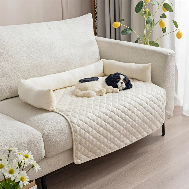 Dog Sofa Blanket Quilted Velvet Raised Edge Small Medium Large Washable Furniture Protector Pet Bed Cover | Koossa