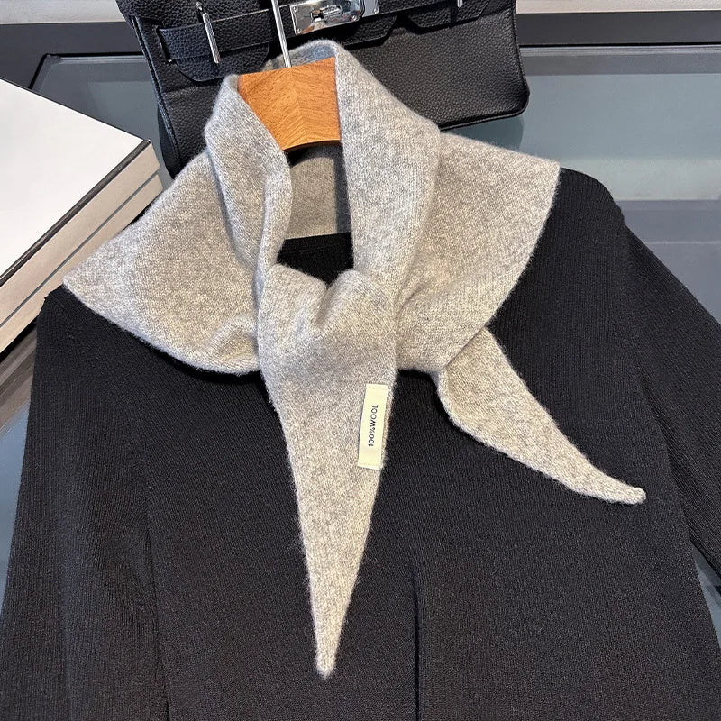 Triangle Wool Scarf for Women – 100% Pure Wool Winter Wrap Shawl with Solid Color Design for Cold Weather | Lonoma