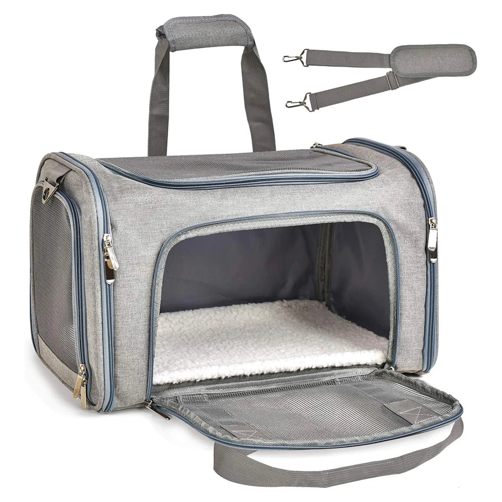 Pet Carrier Bag Small Medium Dog Cat Travel Soft-Sided Mesh Ventilated Shoulder Strap Car Seat Washable Mat Luggage Sleeve | Koossa
