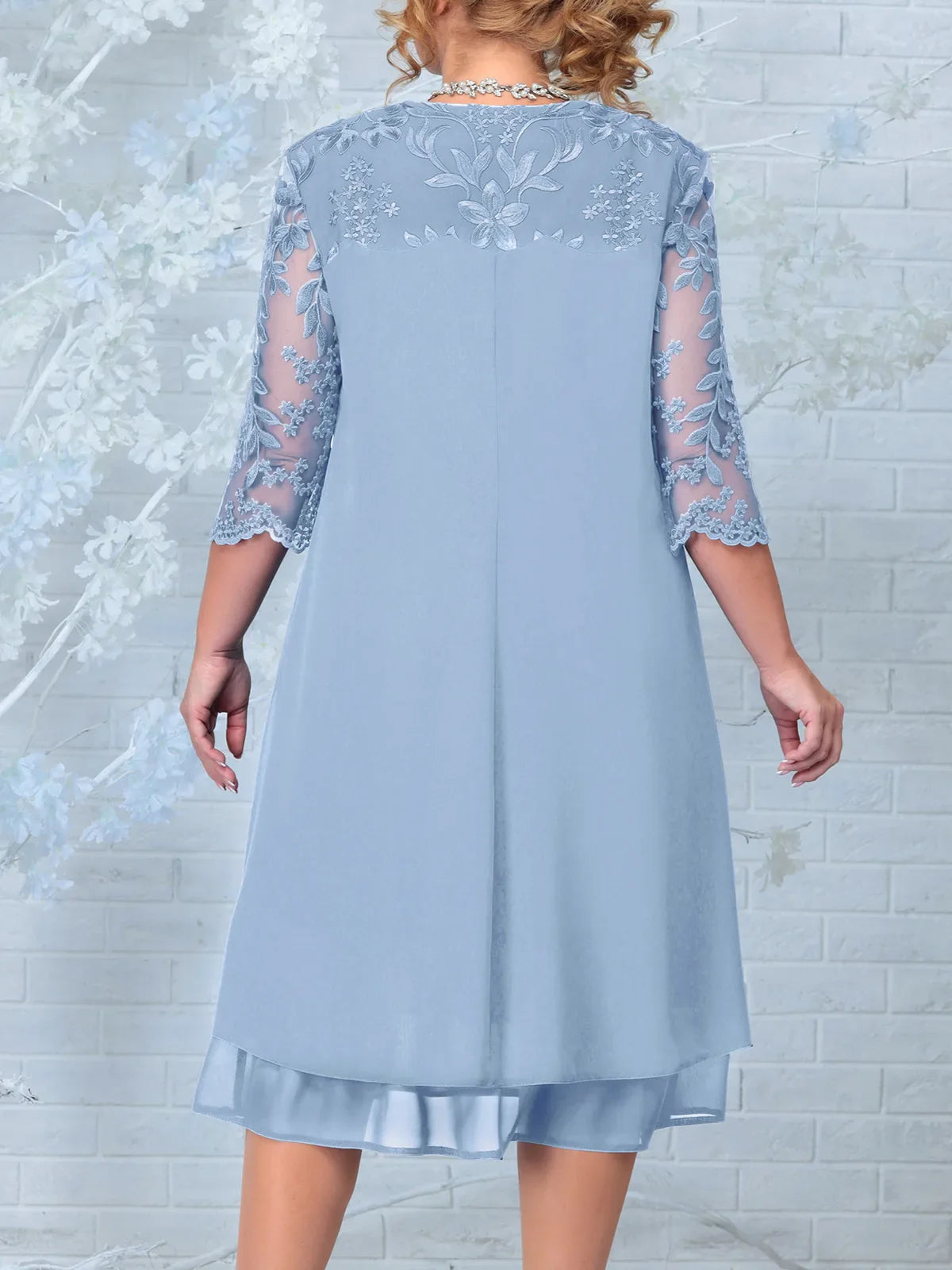 Women's Embroidered Banquet Midi Dress — Elegant Plus Size Evening Dress for Special Occasions & Formal Events | Koossa