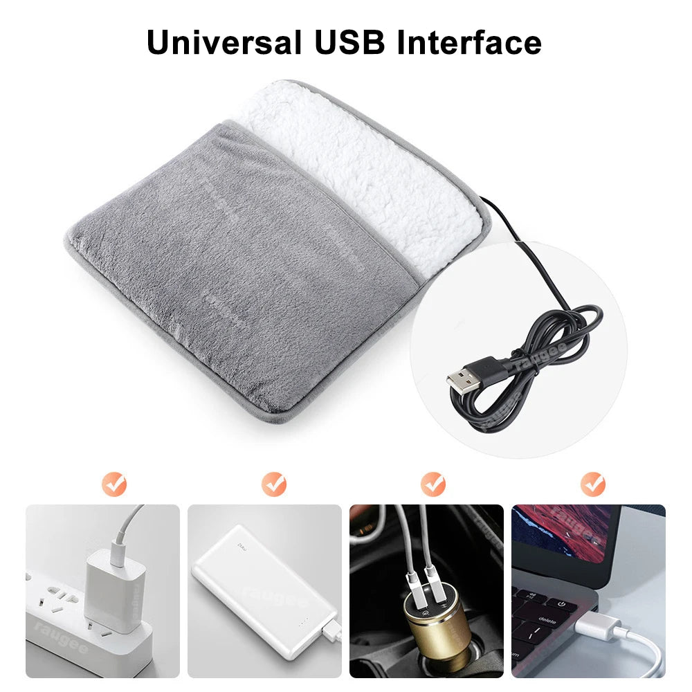 USB Electric Foot Warmer Pad with Soft Flannel Cover, Washable Heated Foot Mat for Home & Office | Lonoma