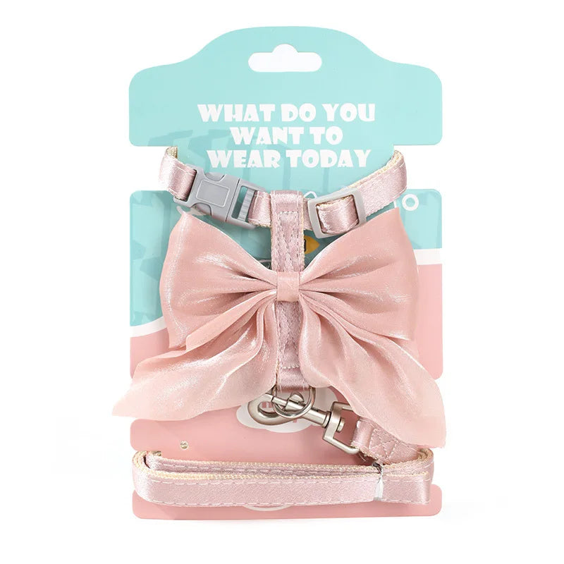 Cat Harness Bow Adjustable Decorative Lead Set Kitten Puppy Rabbit Small Pet Walking Leash | Koossa