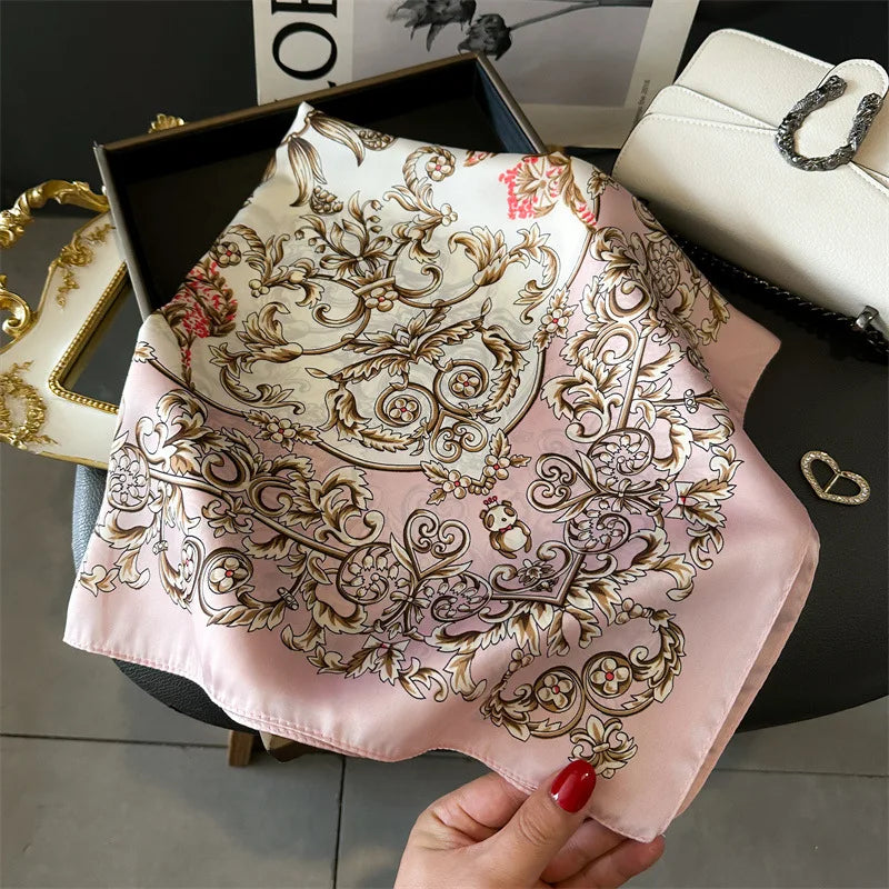 Printed Square Scarf 27.5 × 27.5 in Polyester Silk-Feel Headband Neck Wrap Hair Accessory for Women Spring Summer Fall Winter Versatile | Lonoma