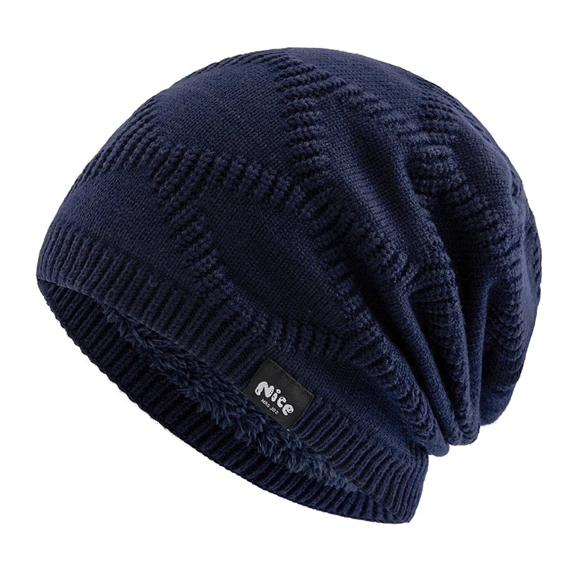 Fleece-Lined Knit Beanie Hat Unisex Winter Headwear Slouchy Warm Cap for Cold Weather Daily Wear | Lonoma