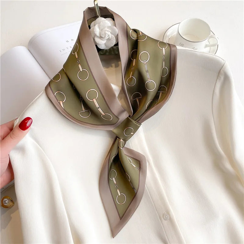 Silk-Feel Horse Print Skinny Scarf for Women Neck Wrap Hair Tie Wrist Accessory Satin Ribbon Bandana Fashion Neckerchief Lightweight | Lonoma
