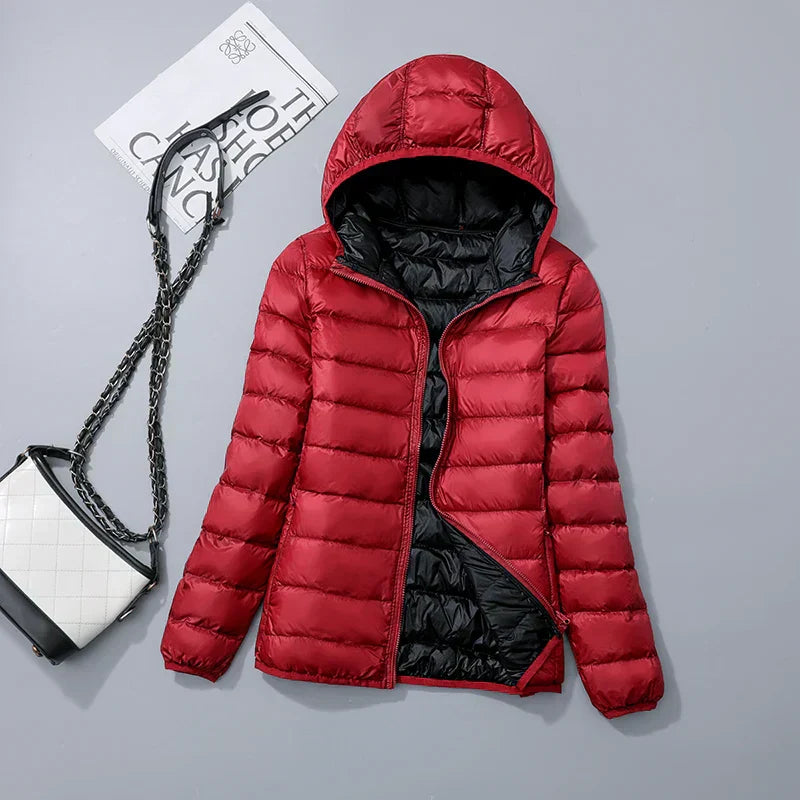 Women's Hooded Puffer Jacket — Lightweight Quilted Coat for Autumn & Winter Layering | Koossa