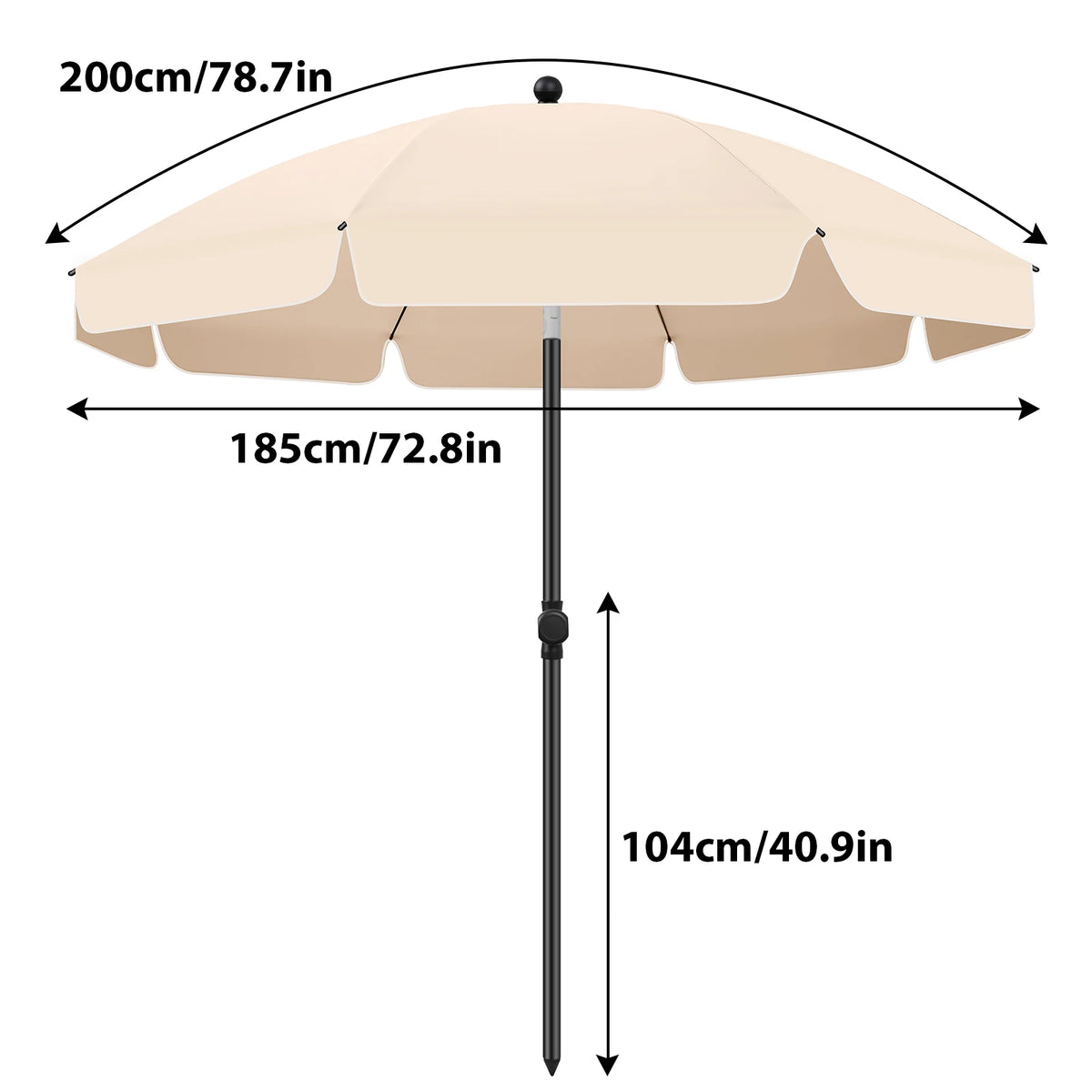 6.5 ft Outdoor Patio Umbrella with Tilt and Carry Bag – UV Protection Sun Shade for Beach, Garden, Deck | Lonoma