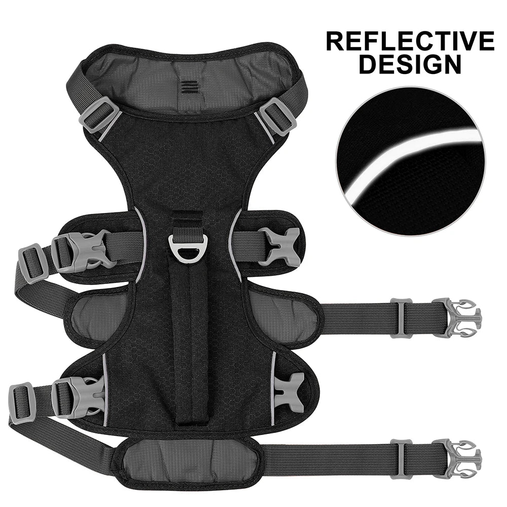 Dog Harness No-Pull Padded Reflective Adjustable XS-M Nylon Escape-Proof Handle Vest Small Medium Large Training Walking Control | Koossa