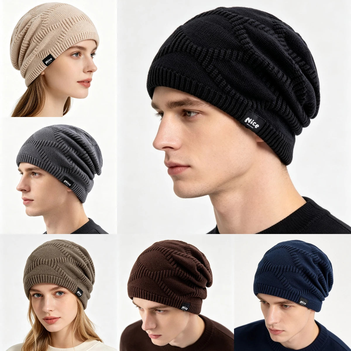 Fleece-Lined Knit Beanie Hat Unisex Winter Headwear Slouchy Warm Cap for Cold Weather Daily Wear | Lonoma