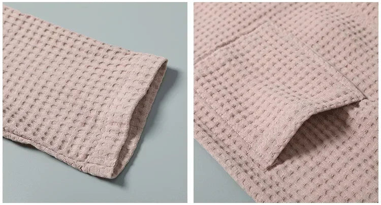 Lightweight Cotton Waffle Weave Bathrobe for Women - Long Sleeve Spa Robe for Spring Summer Hotel Lounge Sleepwear | Lonoma
