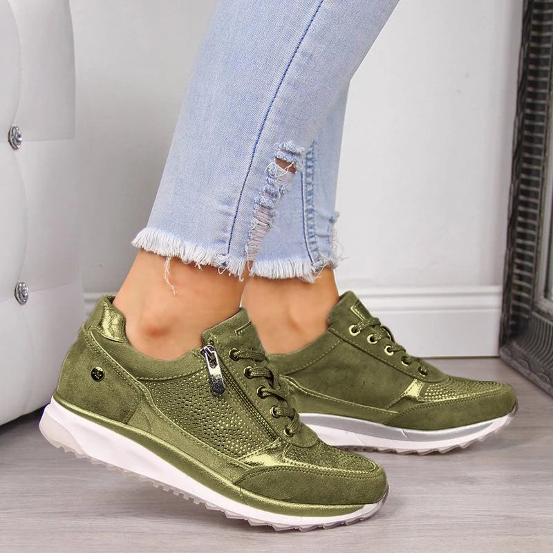 Women's Slip-On Walking Trainers in Grey, Blue, Green & Khaki – Lightweight Casual Footwear for Everyday Comfort | Koossa