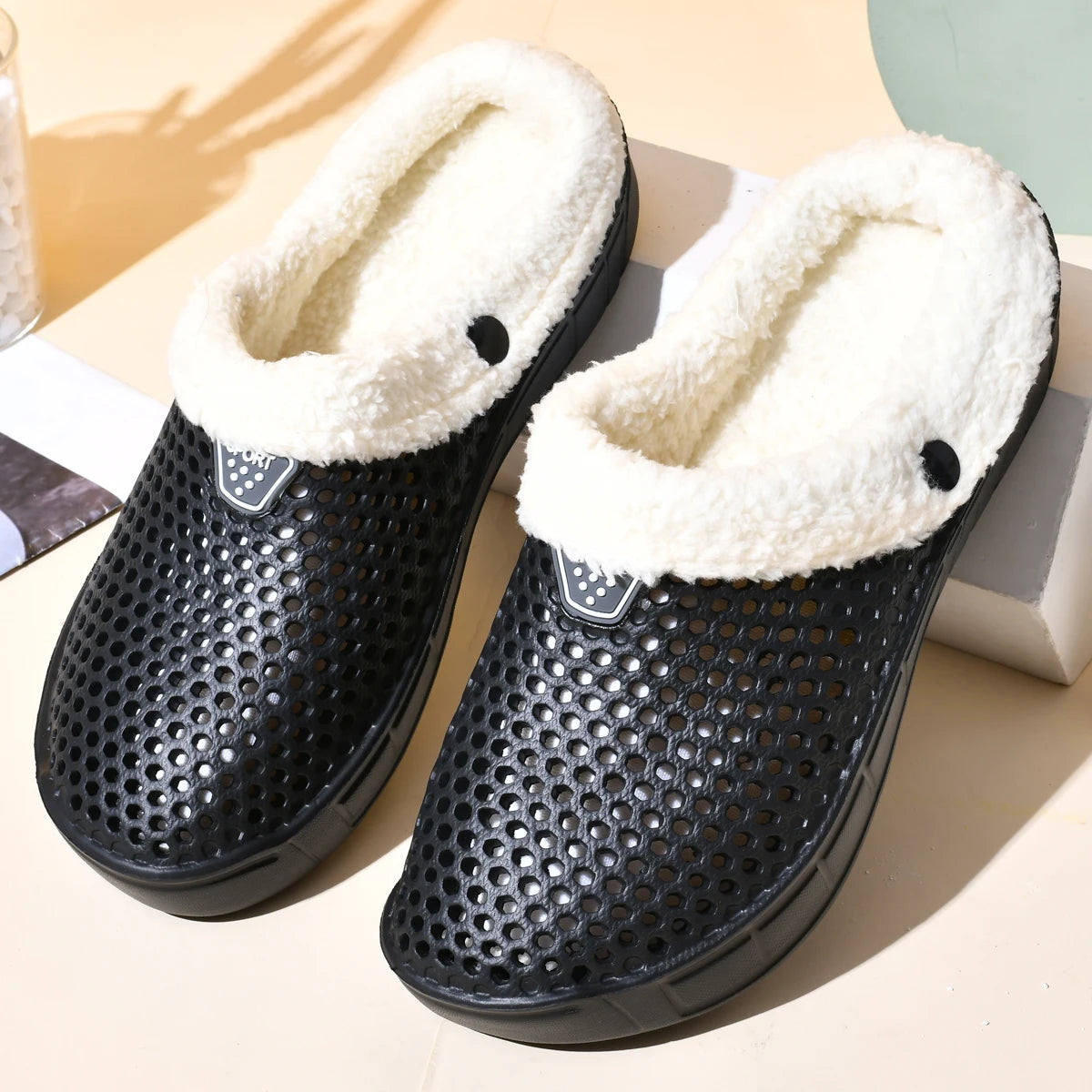 Plush Lined Slip-On Clogs for Men & Women - Warm Fleece Winter House Slippers Indoor Outdoor Mule Shoes for Cold Weather | Lonoma