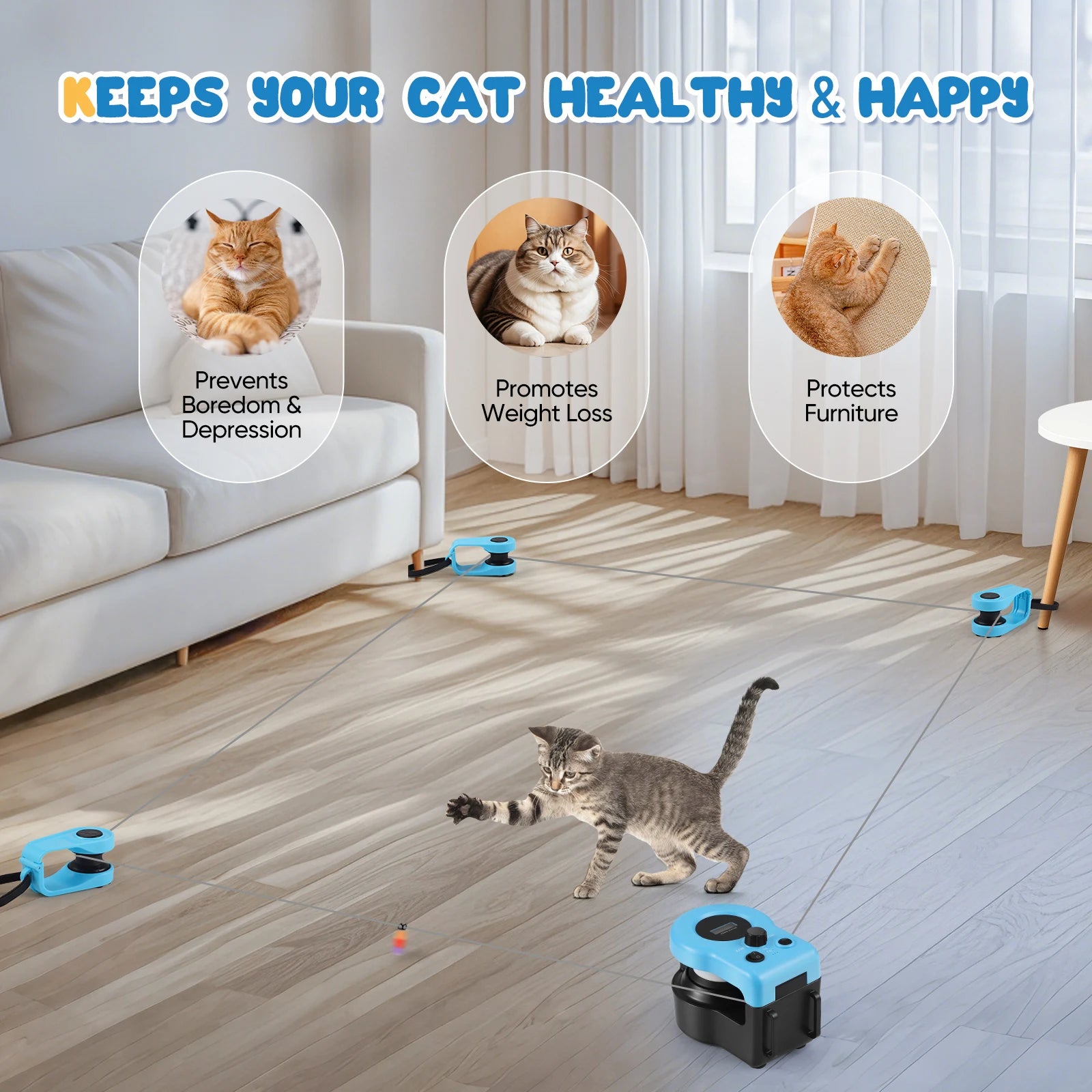 Cat Exercise Track Toy Automatic Remote Control Adjustable Speed 1500-3000RPM Interactive Chase Game Rechargeable 4000mAh Mouse Sound Indoor | Koossa