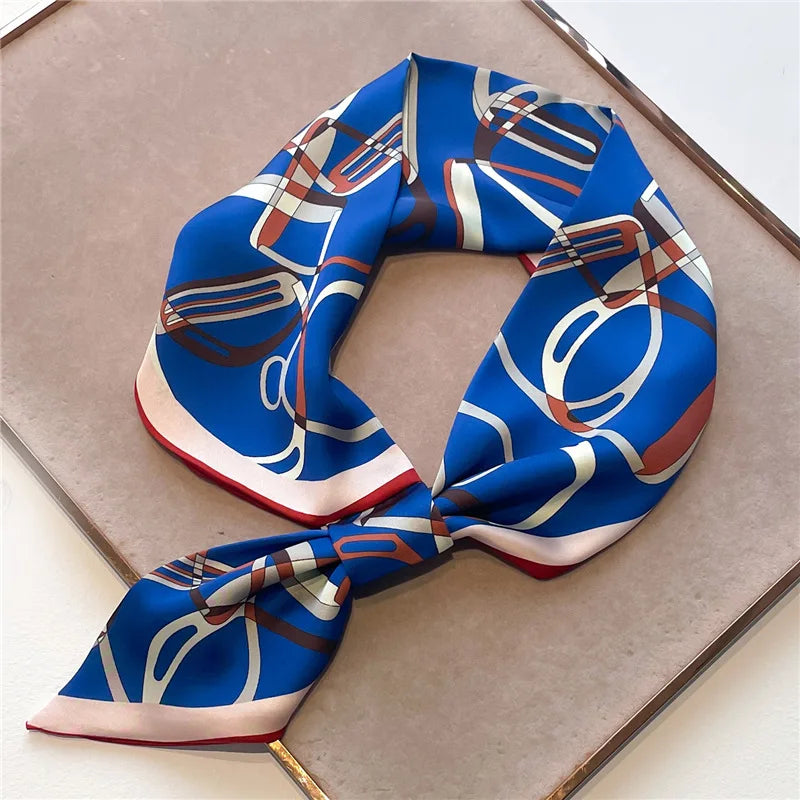 Silk-Feel Horse Print Skinny Scarf for Women Neck Wrap Hair Tie Wrist Accessory Satin Ribbon Bandana Fashion Neckerchief Lightweight | Lonoma